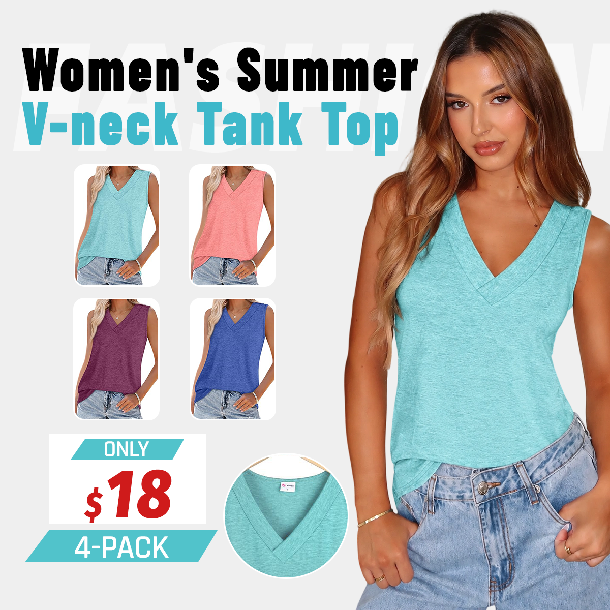 Tank Tops for Women Summer V Neck T Shirts Trendy Sleeveless Basic Tee Loose Fit