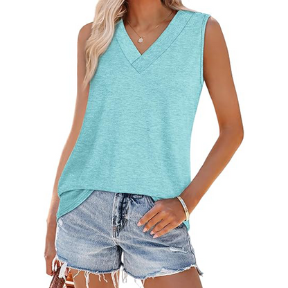 Tank Tops for Women Summer V Neck T Shirts Trendy Sleeveless Basic Tee Loose Fit