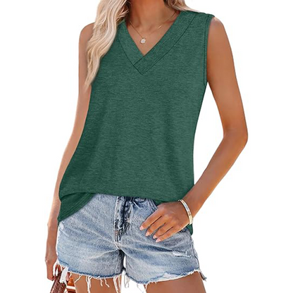 Tank Tops for Women Summer V Neck T Shirts Trendy Sleeveless Basic Tee Loose Fit