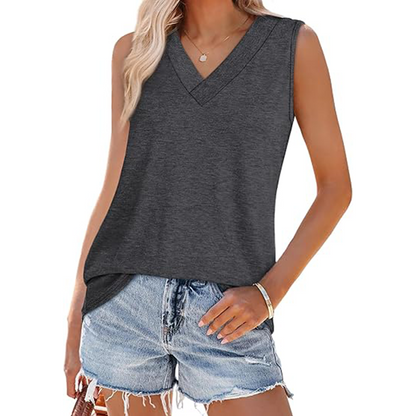 Tank Tops for Women Summer V Neck T Shirts Trendy Sleeveless Basic Tee Loose Fit
