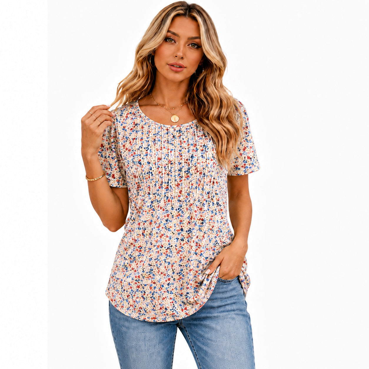 🔥 Summer Sale 🔥 Women's Short-Sleeve T-Shirt — Ruched Design, Elegantly Casual