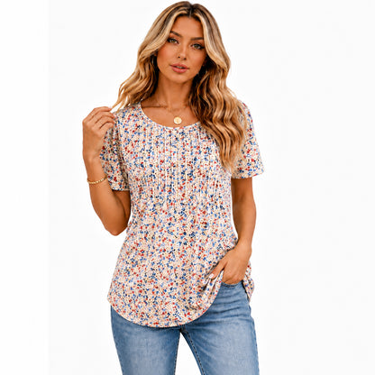 🔥 Summer Sale 🔥 Women's Short-Sleeve T-Shirt — Ruched Design, Elegantly Casual
