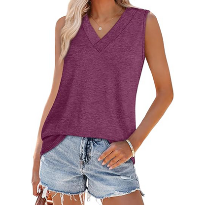 Tank Tops for Women Summer V Neck T Shirts Trendy Sleeveless Basic Tee Loose Fit