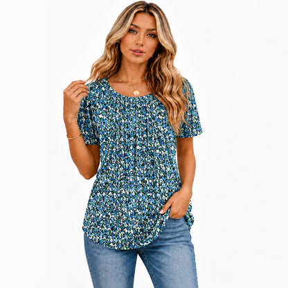 🔥 Summer Sale 🔥 Women's Short-Sleeve T-Shirt — Ruched Design, Elegantly Casual