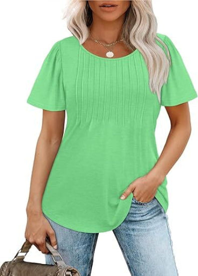 🔥 Summer Sale 🔥 Women's Short-Sleeve T-Shirt — Ruched Design, Elegantly Casual