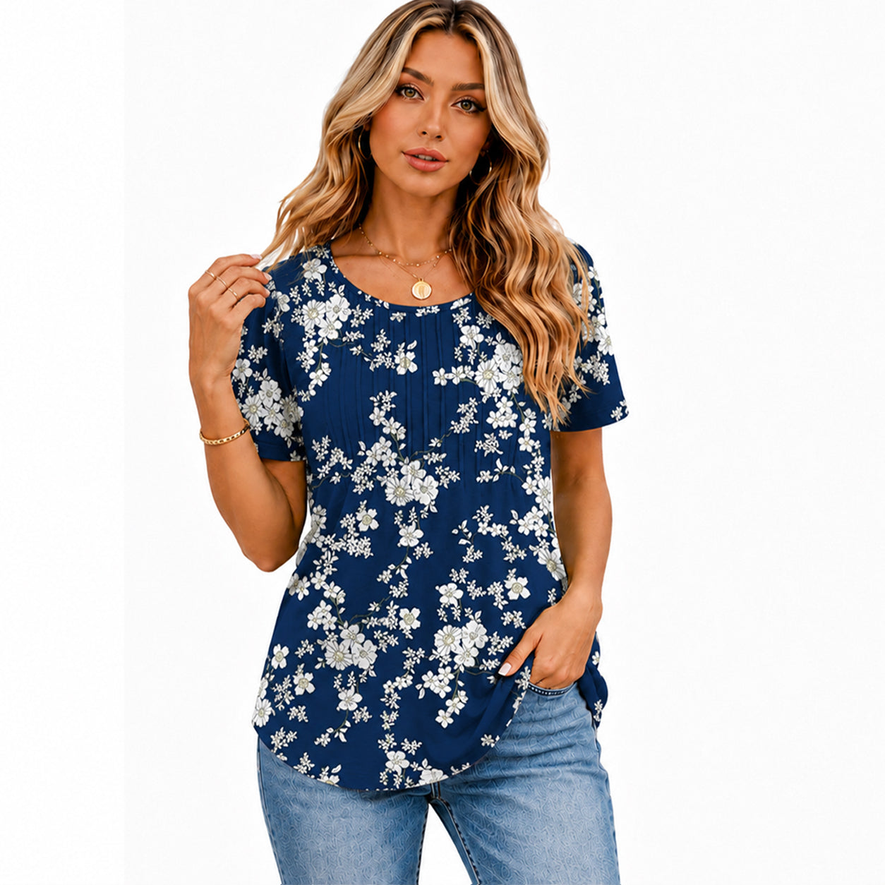 🔥 Summer Sale 🔥 Women's Short-Sleeve T-Shirt — Ruched Design, Elegantly Casual