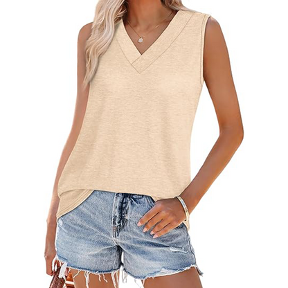 Tank Tops for Women Summer V Neck T Shirts Trendy Sleeveless Basic Tee Loose Fit