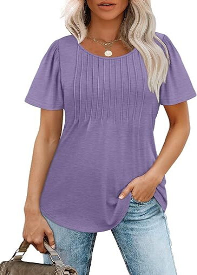 🔥 Summer Sale 🔥 Women's Short-Sleeve T-Shirt — Ruched Design, Elegantly Casual