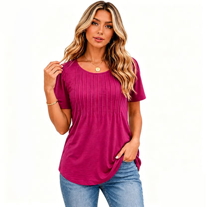 🔥 Summer Sale 🔥 Women's Short-Sleeve T-Shirt — Ruched Design, Elegantly Casual