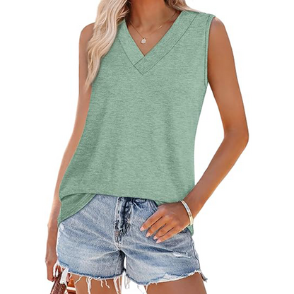 Tank Tops for Women Summer V Neck T Shirts Trendy Sleeveless Basic Tee Loose Fit
