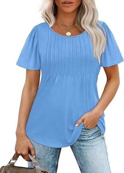 🔥 Summer Sale 🔥 Women's Short-Sleeve T-Shirt — Ruched Design, Elegantly Casual