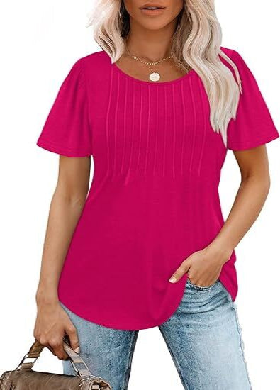 🔥 Summer Sale 🔥 Women's Short-Sleeve T-Shirt — Ruched Design, Elegantly Casual