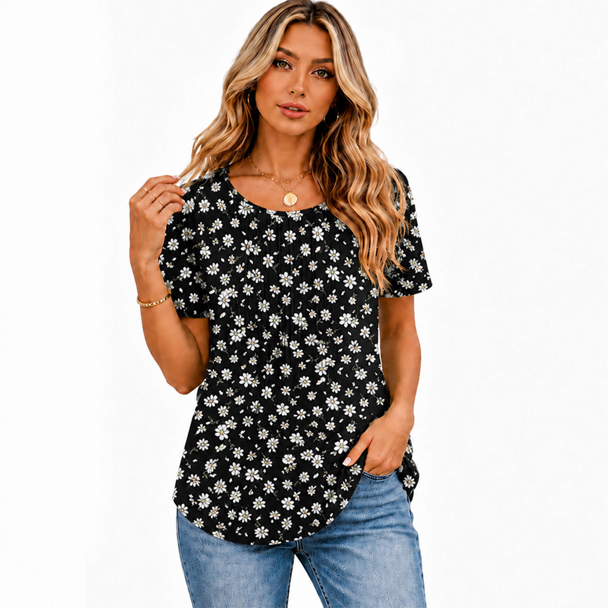 🔥 Summer Sale 🔥 Women's Short-Sleeve T-Shirt — Ruched Design, Elegantly Casual