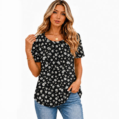 🔥 Summer Sale 🔥 Women's Short-Sleeve T-Shirt — Ruched Design, Elegantly Casual