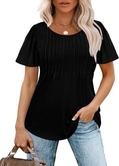 🔥 Summer Sale 🔥 Women's Short-Sleeve T-Shirt — Ruched Design, Elegantly Casual