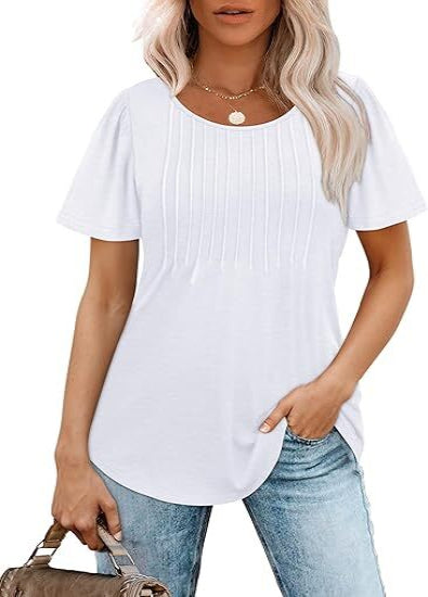 🔥 Summer Sale 🔥 Women's Short-Sleeve T-Shirt — Ruched Design, Elegantly Casual