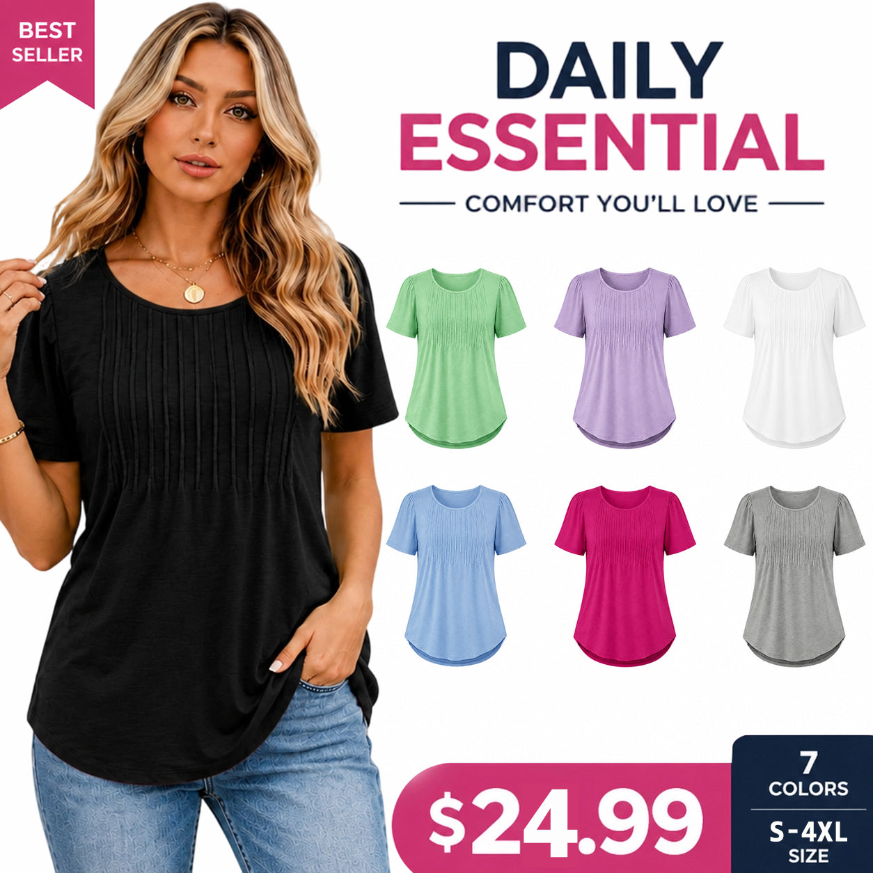 🔥 Summer Sale 🔥 Women's Short-Sleeve T-Shirt — Ruched Design, Elegantly Casual