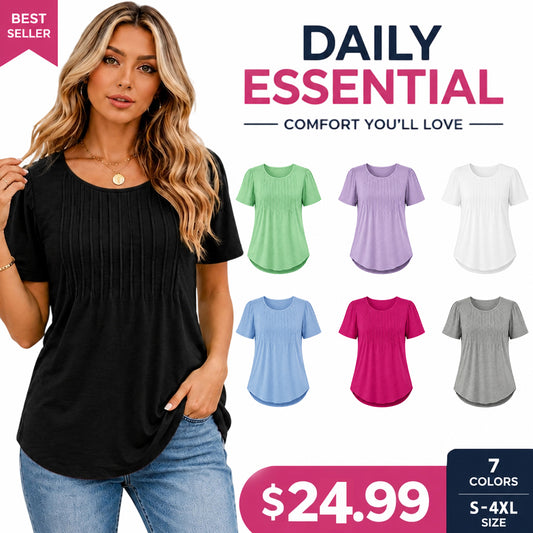 🔥 Summer Sale 🔥 Women's Short-Sleeve T-Shirt — Ruched Design, Elegantly Casual