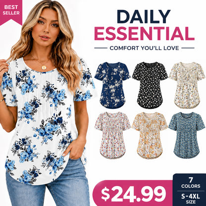 🔥 Summer Sale 🔥 Women's Short-Sleeve T-Shirt — Ruched Design, Elegantly Casual